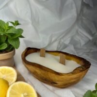 Bougie en bois parfumée "Fraîcheur Citronnée"