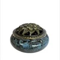 Porte Encens Céramique Noir et bleu