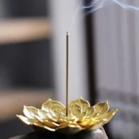 Porte encens en forme de lotus (doré)