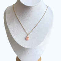 Collier inox ; Aventurine Pêche – Chaîne croix en Acier Inoxydable Doré