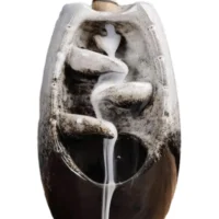 Porte Encens Backflow Céramique Beige Cascade de Feuilles