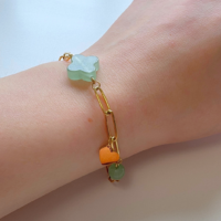 Bracelet inox : Aventurine Verte avec Croix