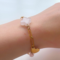 Bracelet inox : Quartz Rose avec Croix