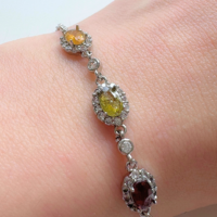 Bracelet inox : Tourmaline Multicolore Ovale en Cuivre