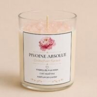 Bougie Pivoine Absolue au Quartz Rose